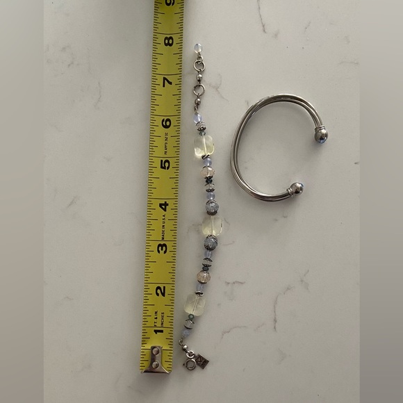 Blue and Silvertone Costume Bracelts. The beaded bracelet is by Desert Heart. - Picture 4 of 5